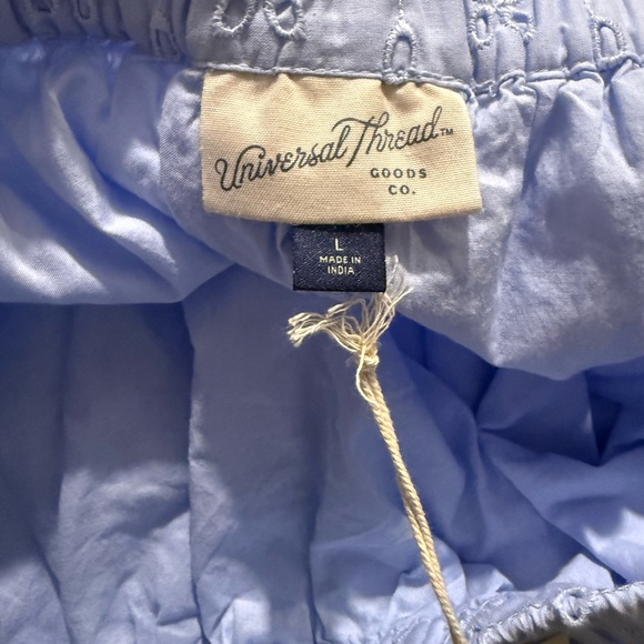 Target Women’s Long Skirt Size L Blue Cotton Floral Print Elastic Waist Pockets - Picture 2 of 5